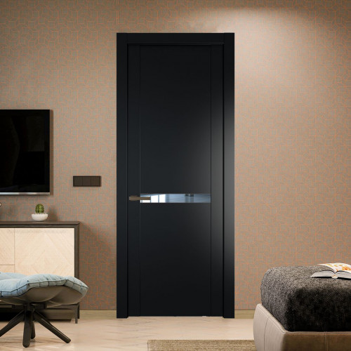 Межкомнатная дверь ProfilDoors 1.4P.O Блэк Зеркало молдинг Деорэ