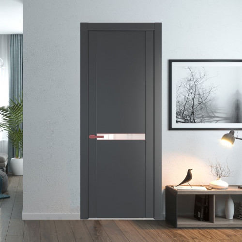 Межкомнатная дверь ProfilDoors 1.4P.O Графит Lacobel Перламутровый лак молдинг Красный антрацит