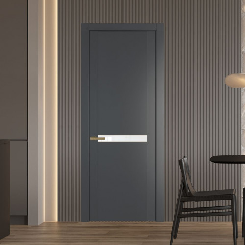 Межкомнатная дверь ProfilDoors 1.4P.O Графит Лак классик молдинг Золото