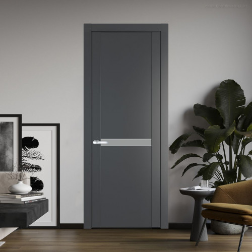 Межкомнатная дверь ProfilDoors 1.4P Графит Монохром серый молдинг Серебро