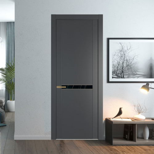 Межкомнатная дверь ProfilDoors 1.4P Графит Неро мрамор молдинг Золото