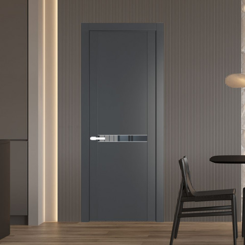 Межкомнатная дверь ProfilDoors 1.4P Графит Зеркало Grey молдинг Вайт