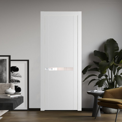 Межкомнатная дверь ProfilDoors 1.4P Крем Вайт Lacobel Перламутровый лак молдинг Серебро