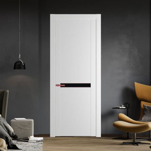 Межкомнатная дверь ProfilDoors 1.4P Крем Вайт Монохром черный молдинг Красный антрацит