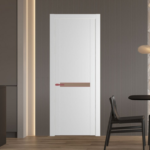 Межкомнатная дверь ProfilDoors 1.4P.O Крем Вайт Монохром капучино молдинг Красный антрацит