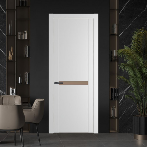 Межкомнатная дверь ProfilDoors 1.4P.O Крем Вайт Монохром капучино молдинг Серая ночь