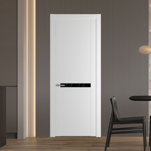Межкомнатная дверь ProfilDoors 1.4P Крем Вайт Неро мрамор молдинг Никель матовый