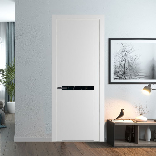 Межкомнатная дверь ProfilDoors 1.4P Крем Вайт Неро мрамор молдинг Серая ночь