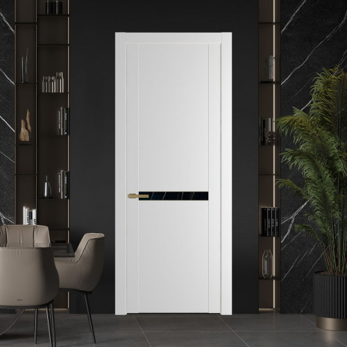 Межкомнатная дверь ProfilDoors 1.4P Крем Вайт Неро мрамор молдинг Золото