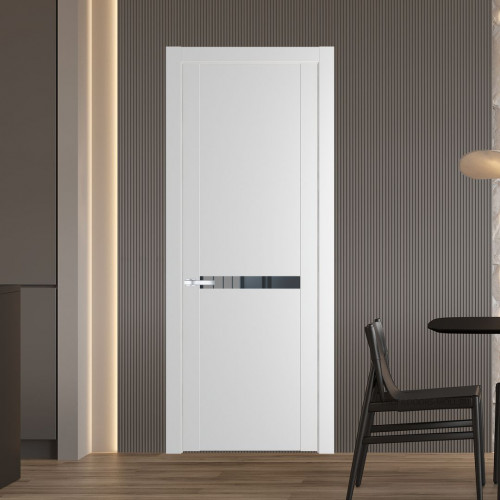 Межкомнатная дверь ProfilDoors 1.4P Крем Вайт Зеркало Grey молдинг Серебро