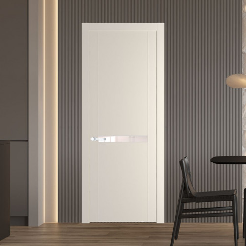 Межкомнатная дверь ProfilDoors 1.4P Кремовая Магнолия Lacobel Перламутровый лак молдинг Серебро