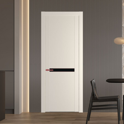 Межкомнатная дверь ProfilDoors 1.4P Кремовая Магнолия Монохром черный молдинг Красный антрацит