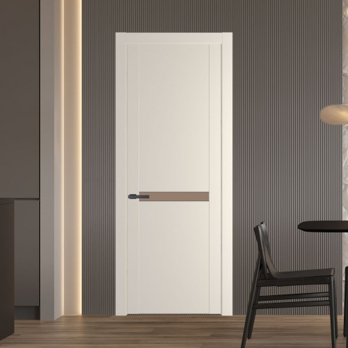 Межкомнатная дверь ProfilDoors 1.4P.O Кремовая Магнолия Монохром капучино молдинг Серая ночь