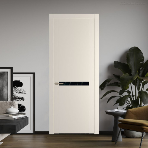 Межкомнатная дверь ProfilDoors 1.4P Кремовая Магнолия Неро мрамор молдинг Никель матовый