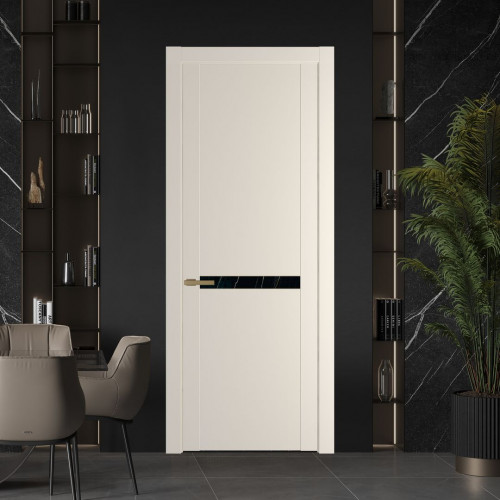 Межкомнатная дверь ProfilDoors 1.4P Кремовая Магнолия Неро мрамор молдинг Золото