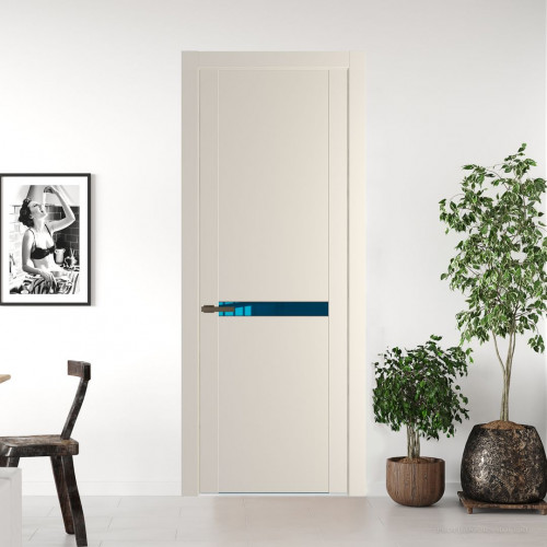 Межкомнатная дверь ProfilDoors 1.4P.O Кремовая Магнолия Зеркало Blue молдинг Деорэ