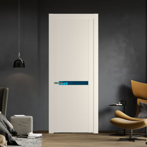 Межкомнатная дверь ProfilDoors 1.4P.O Кремовая Магнолия Зеркало Blue молдинг Зеленый воск