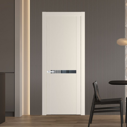 Межкомнатная дверь ProfilDoors 1.4P Кремовая Магнолия Зеркало Grey молдинг Серебро