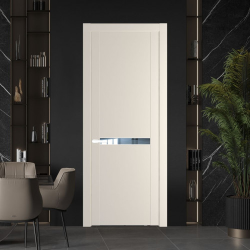 Межкомнатная дверь ProfilDoors 1.4P Кремовая Магнолия Зеркало молдинг Вайт