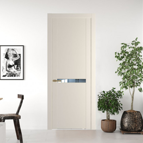Межкомнатная дверь ProfilDoors 1.4P.O Кремовая Магнолия Зеркало молдинг Золото
