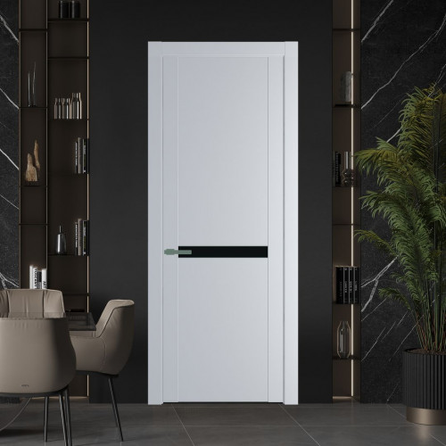 Межкомнатная дверь ProfilDoors 1.4P.O Лайт Грей Монохром черный молдинг Зеленый воск