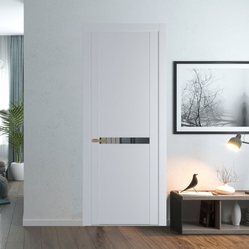 Межкомнатная дверь ProfilDoors 1.4P.O Лайт Грей Зеркало Grey молдинг Золото