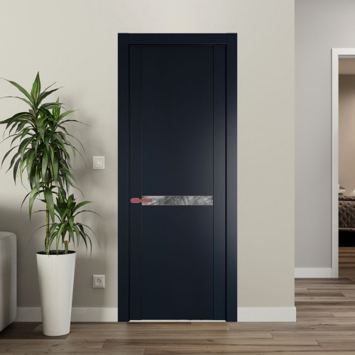 Межкомнатная дверь ProfilDoors 1.4P Нэви Блу Атриум серебро молдинг Красный антрацит