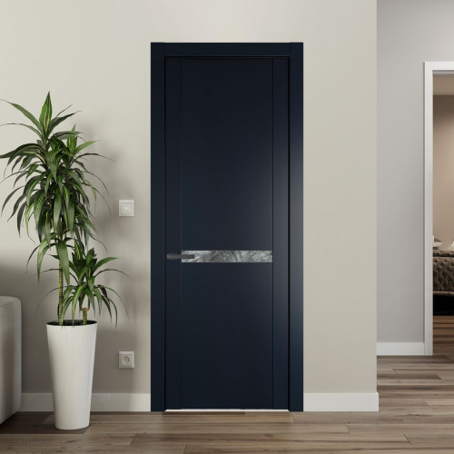 Межкомнатная дверь ProfilDoors 1.4P Нэви Блу Атриум серебро молдинг Серая ночь