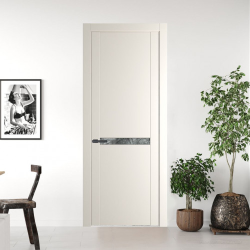 Межкомнатная дверь ProfilDoors 1.4P Перламутр белый Атриум серебро молдинг Серая ночь