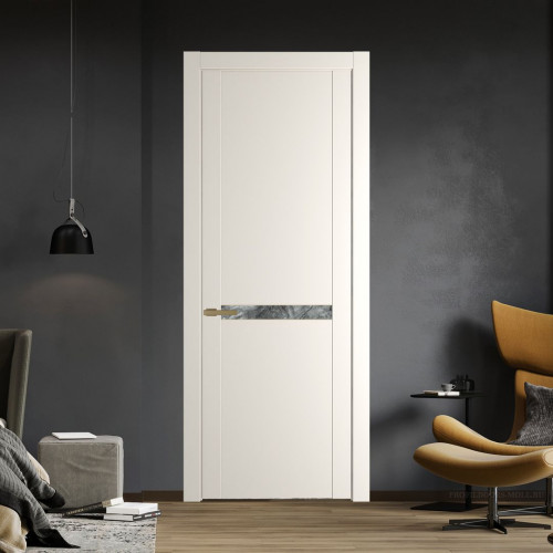 Межкомнатная дверь ProfilDoors 1.4P Перламутр белый Атриум серебро молдинг Золото