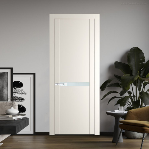 Межкомнатная дверь ProfilDoors 1.4P Перламутр белый Lacobel Белый лак молдинг Серебро