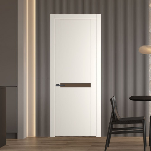 Межкомнатная дверь ProfilDoors 1.4P.O Перламутр белый Монохром гляссе молдинг Серая ночь