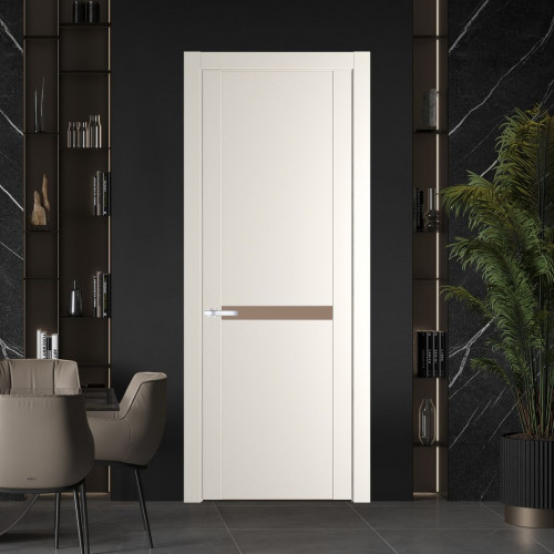 Межкомнатная дверь ProfilDoors 1.4P.O Перламутр белый Монохром капучино молдинг Серебро