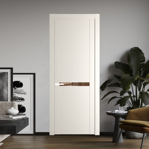 Межкомнатная дверь ProfilDoors 1.4P Перламутр белый Зеркало Bronza молдинг Вайт