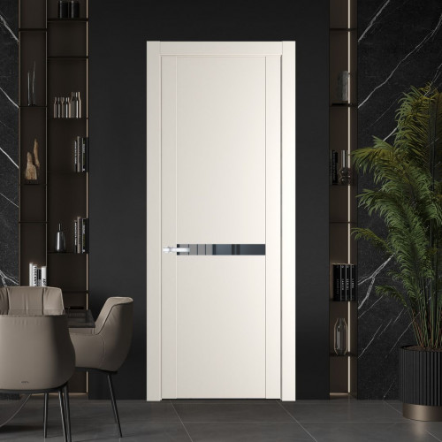 Межкомнатная дверь ProfilDoors 1.4P Перламутр белый Зеркало Grey молдинг Серебро