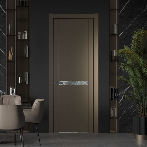Межкомнатная дверь ProfilDoors 1.4P Перламутр бронза Атриум серебро молдинг Серая ночь