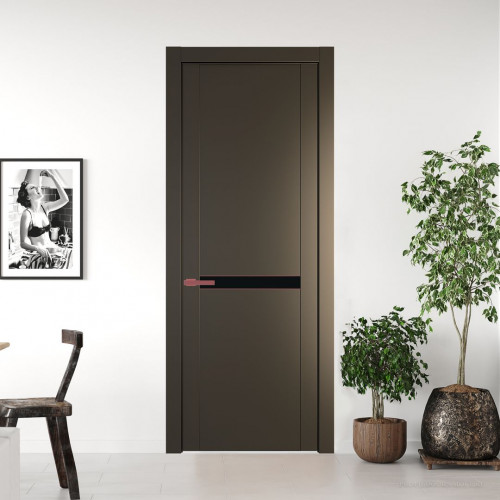 Межкомнатная дверь ProfilDoors 1.4P Перламутр бронза Монохром черный молдинг Красный антрацит