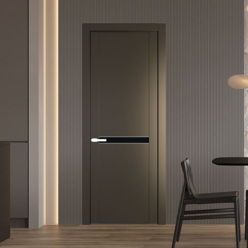 Межкомнатная дверь ProfilDoors 1.4P Перламутр бронза Монохром черный молдинг Вайт