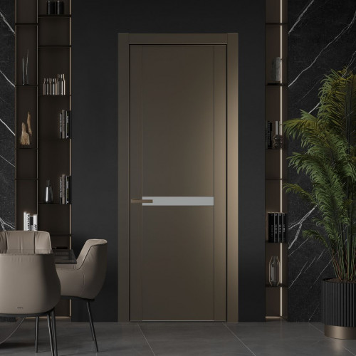 Межкомнатная дверь ProfilDoors 1.4P.O Перламутр бронза Монохром серый молдинг Деорэ