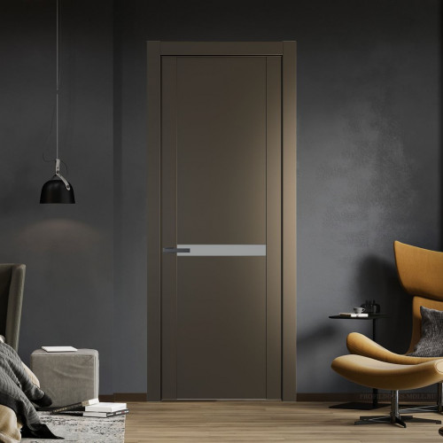 Межкомнатная дверь ProfilDoors 1.4P.O Перламутр бронза Монохром серый молдинг Серая ночь