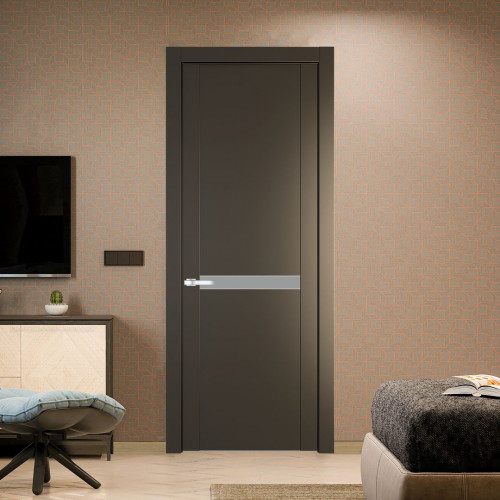 Межкомнатная дверь ProfilDoors 1.4P Перламутр бронза Монохром серый молдинг Серебро