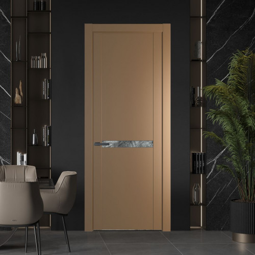 Межкомнатная дверь ProfilDoors 1.4P Перламутр золото Атриум серебро молдинг Серая ночь
