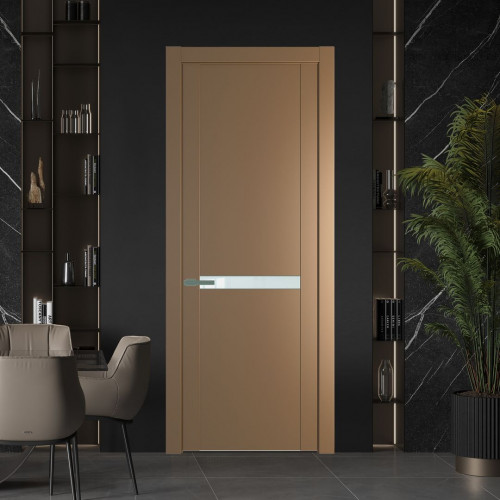 Межкомнатная дверь ProfilDoors 1.4P.O Перламутр золото Lacobel Белый лак молдинг Зеленый воск
