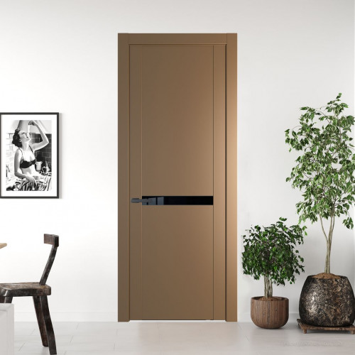Межкомнатная дверь ProfilDoors 1.4P Перламутр золото Lacobel Черный лак молдинг Серая ночь