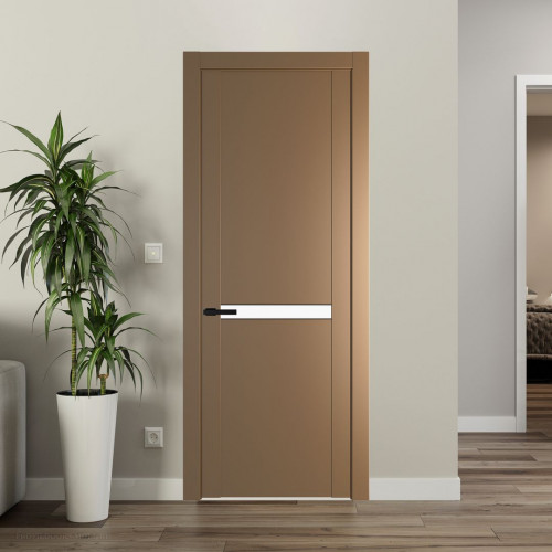 Межкомнатная дверь ProfilDoors 1.4P Перламутр золото Монохром белый просветленный молдинг Черный матовый