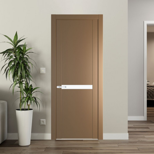 Межкомнатная дверь ProfilDoors 1.4P.O Перламутр золото Монохром белый просветленный молдинг Серебро