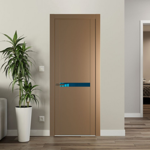 Межкомнатная дверь ProfilDoors 1.4P.O Перламутр золото Зеркало Blue молдинг Деорэ
