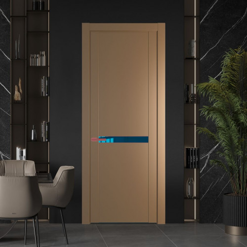 Межкомнатная дверь ProfilDoors 1.4P.O Перламутр золото Зеркало Blue молдинг Красный антрацит
