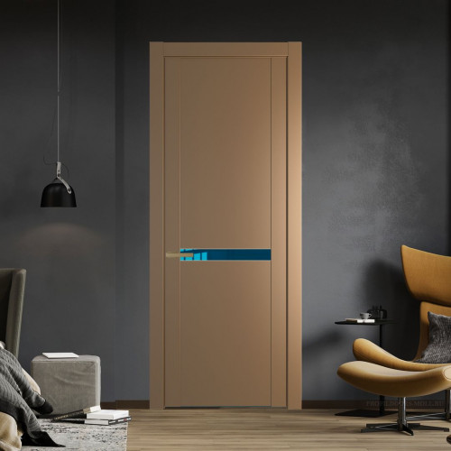 Межкомнатная дверь ProfilDoors 1.4P.O Перламутр золото Зеркало Blue молдинг Золото