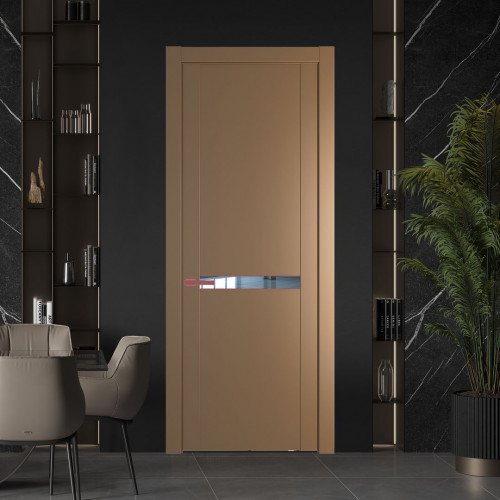 Межкомнатная дверь ProfilDoors 1.4P.O Перламутр золото Зеркало молдинг Красный антрацит